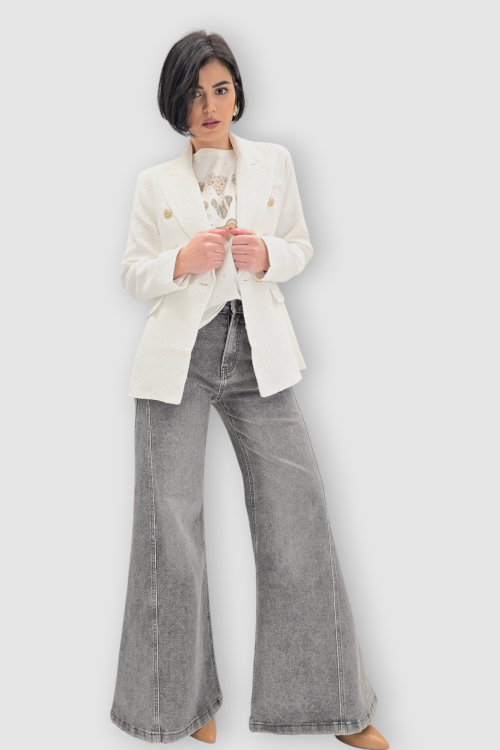 Blago pripijeni sako Ilse od tvida u bijeloj boji