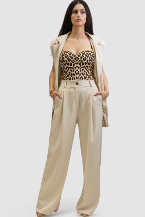 Žensko bež odijelo bez rukava Ella