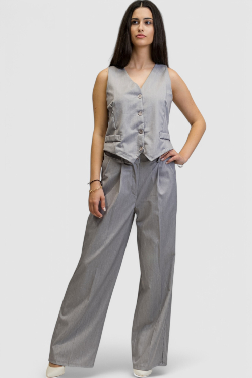 Žensko sivo odijelo sa prslukom Chantal