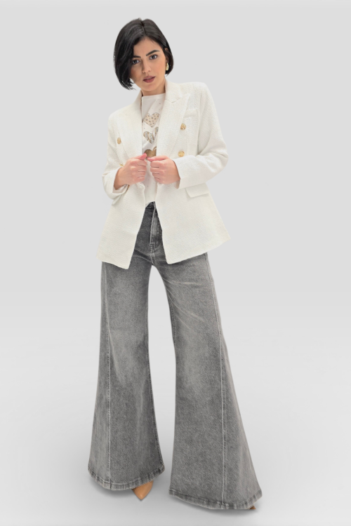 Ženske sive ultra široke traperice Elina