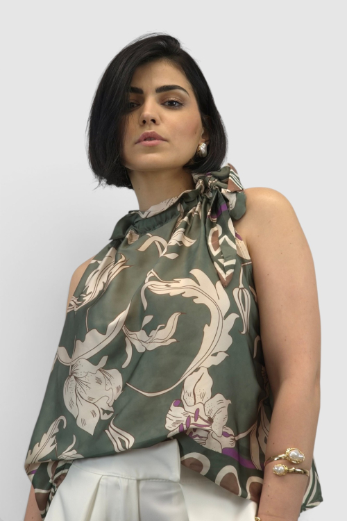 Ženska zelena elegantna bluza Camellia