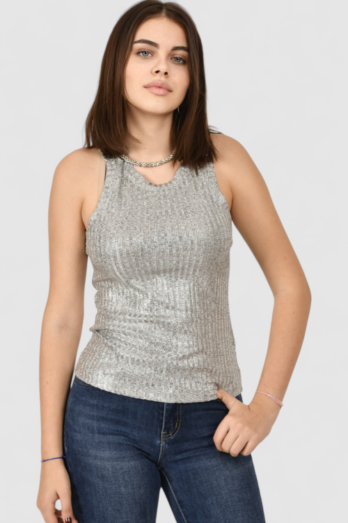 Ženska srebrna majica bez rukava Selena