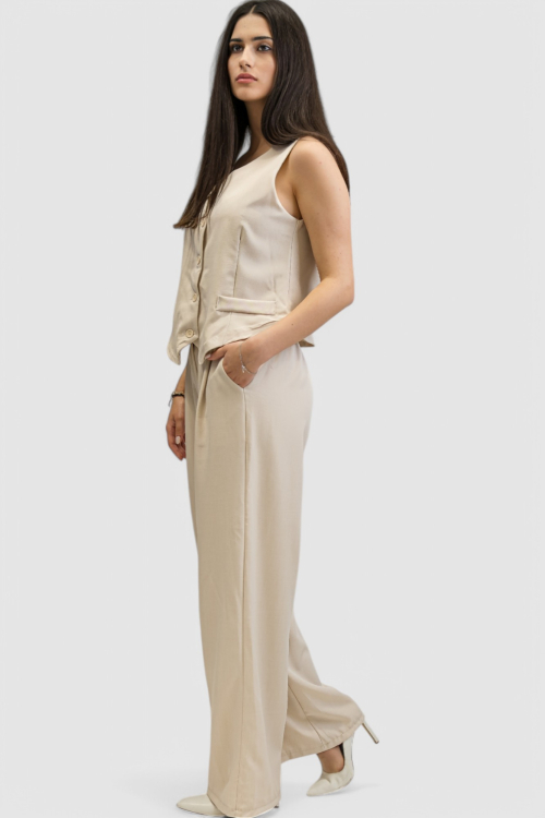 Žensko bež odijelo sa prslukom Chantal