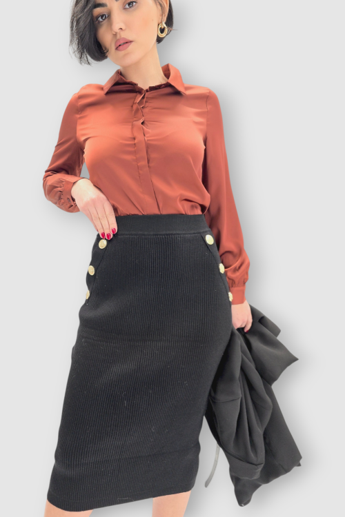 Ženska viskozna crna suknja Melodye pancil kroja