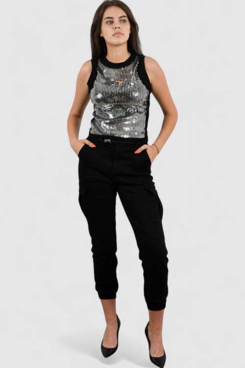 Ženska srebrna majica bez rukava Lumi