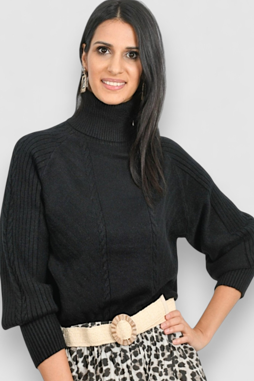 Ženski crni topliji džemper Oriana