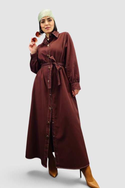 Duga bordo haljina Corinna u retro vintage stilu