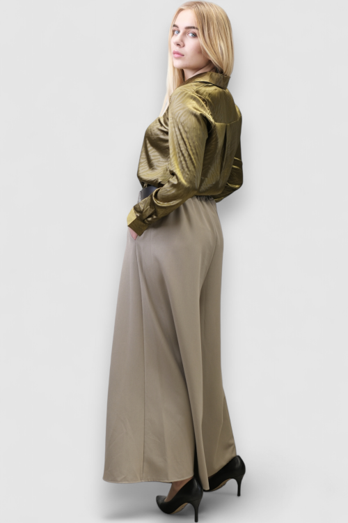 Ženska zelena satenska košulja sa uzorkom Iriana