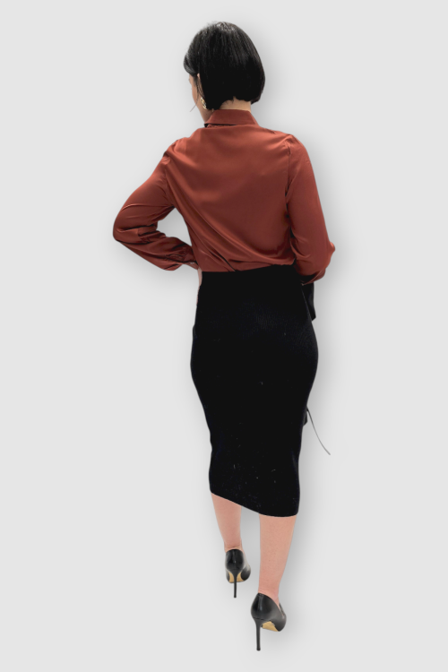 Ženska viskozna crna suknja Melodye pancil kroja