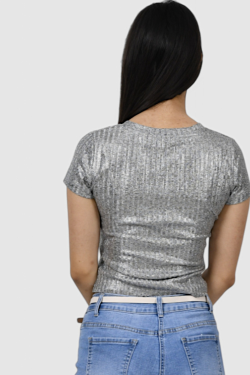 Ženska srebrna majica kratki rukav Gia