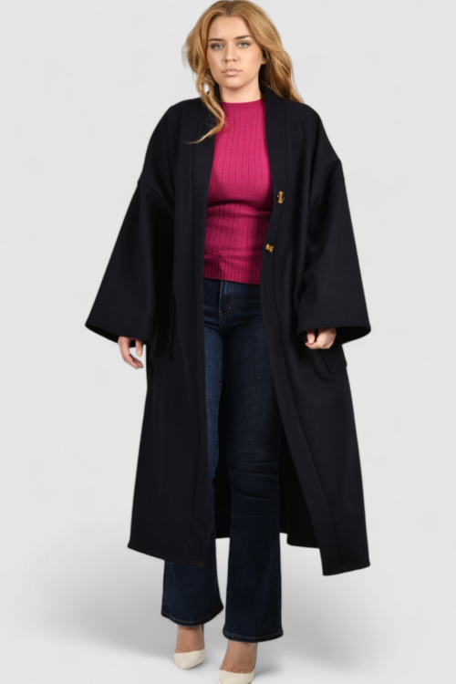 Ženski tamno plavi dugi kaput Madison