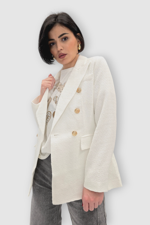 Blago pripijeni sako Ilse od tvida u bijeloj boji
