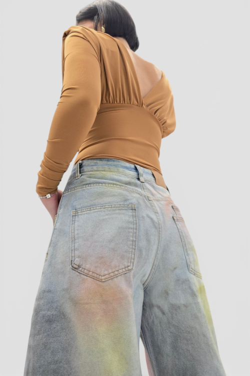 Trendi traperice Lila u baloon kroju sa printom