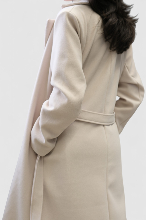 Ženski elegantni dugi bež kaput Fenton s remenom