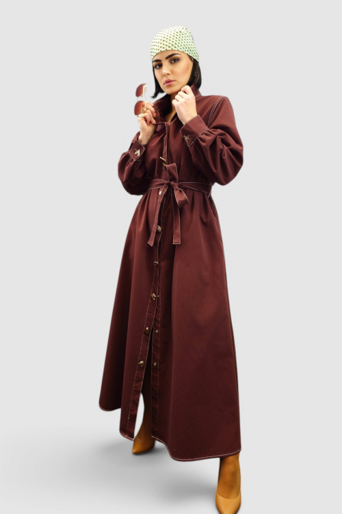 Duga bordo haljina Corinna u retro vintage stilu