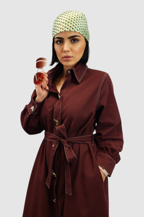 Duga bordo haljina Corinna u retro vintage stilu