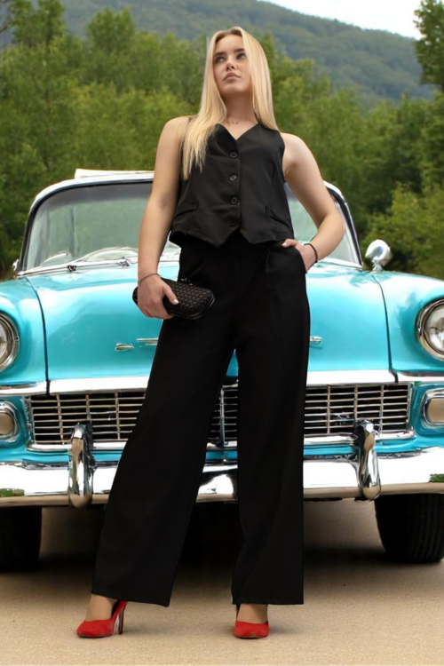 Žensko crno odijelo sa prslukom Chantal