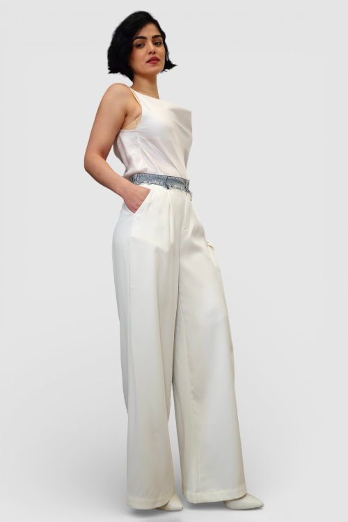 Ženski bijeli stilizirani set sako i hlače Bethany