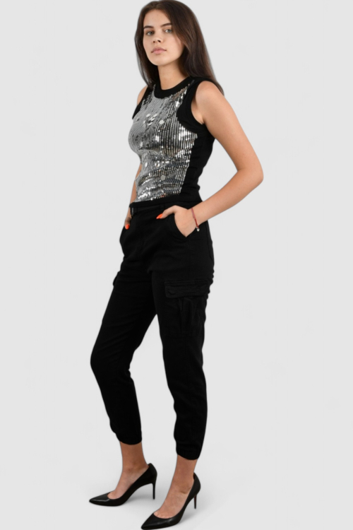 Ženska srebrna majica bez rukava Lumi