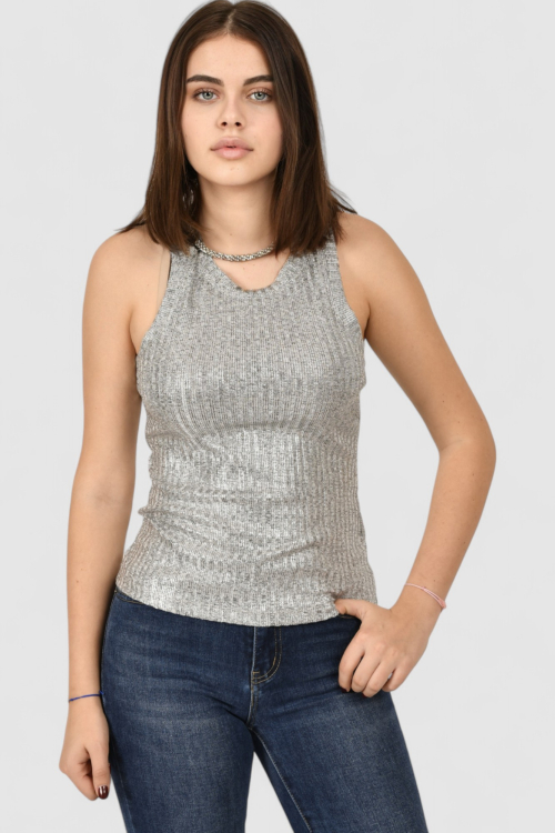 Ženska srebrna majica bez rukava Selena