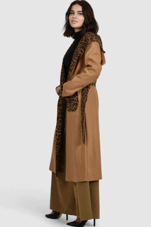 Ženski smeđi dugi kaput Paris