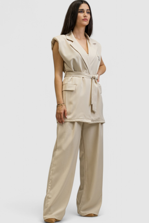 Žensko bež odijelo bez rukava Ella