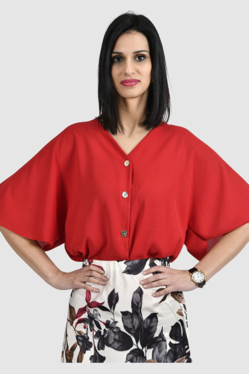 Ženska crvena elegantna košulja Ivelisse