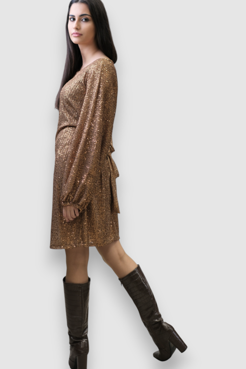 Ženska zlatna večernja haljina Finley