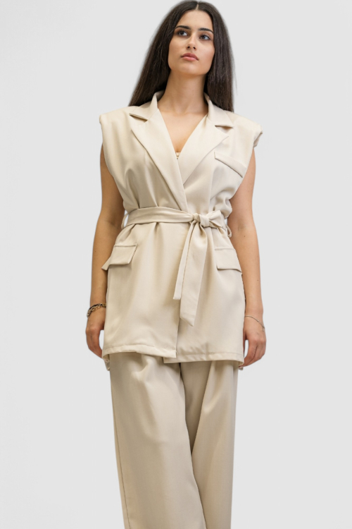 Žensko bež odijelo bez rukava Ella