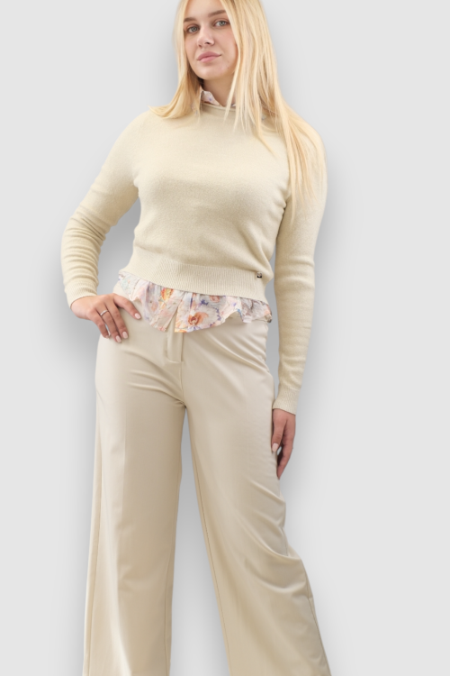 Ženski bež lagani džemper Clarette sa srebrnim nitima