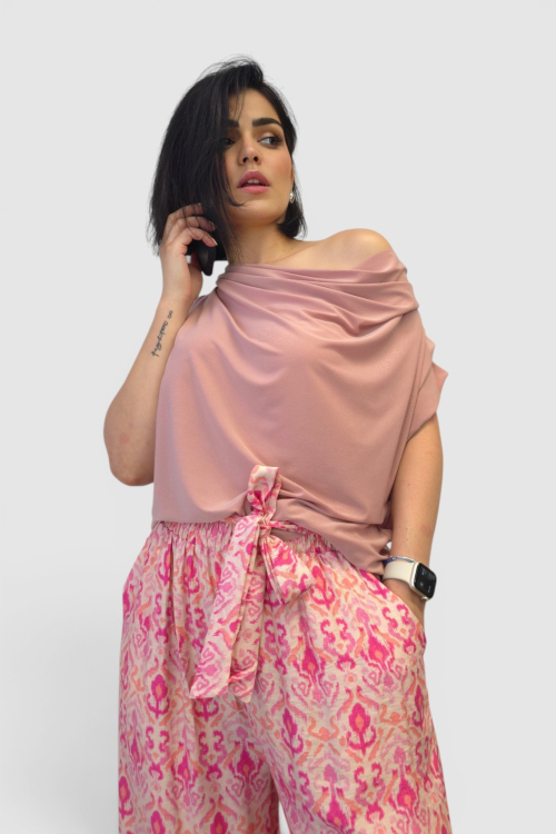Ženska roza elegantna bluza sa čipkom Magi