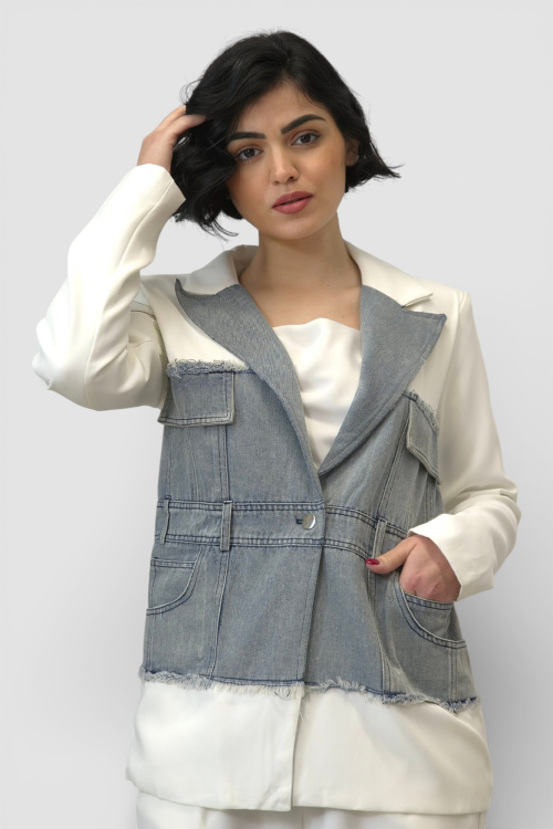 Ženski bijeli stilizirani set sako i hlače Bethany