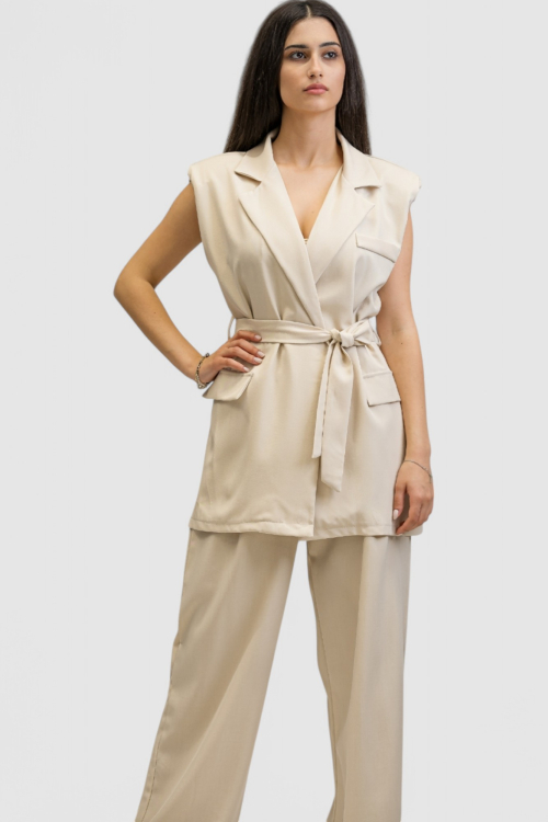 Žensko bež odijelo bez rukava Ella