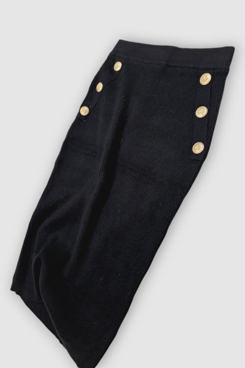 Ženska viskozna crna suknja Melodye pancil kroja