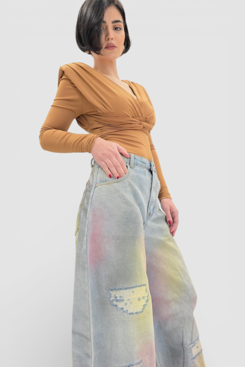 Trendi traperice Lila u baloon kroju sa printom