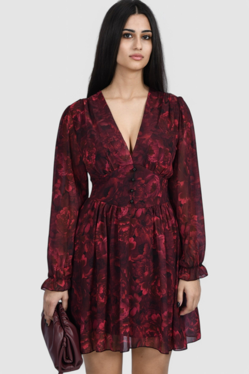 Ženska crvena elegantna kratka haljina Izara