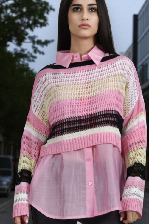 Ženski rozi lagani džemper Ginevra