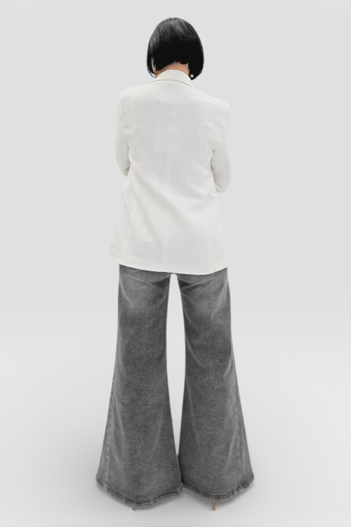 Ženske sive ultra široke traperice Elina