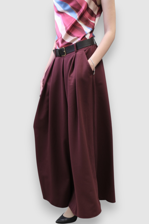 Ženske bordo suknja hlače Cicely s  remenom