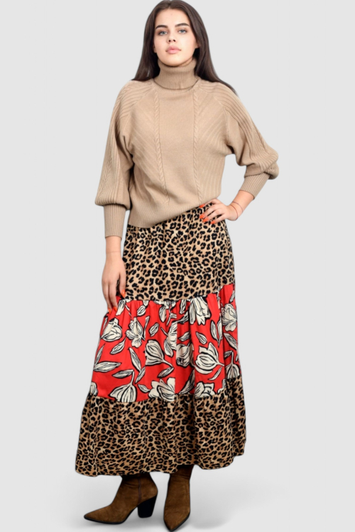 Ženska maxi suknja leopard uzorak Beatricia