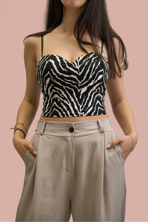Ženski party top zebra uzorak Clare