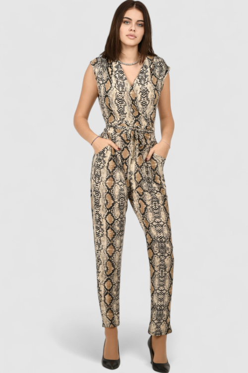 Ženski elegantni kombinezon zmijski uzorak Frankie