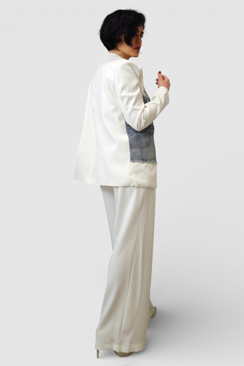 Ženski bijeli stilizirani set sako i hlače Bethany