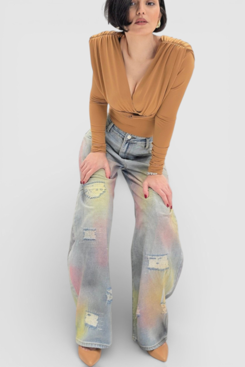 Trendi traperice Lila u baloon kroju sa printom