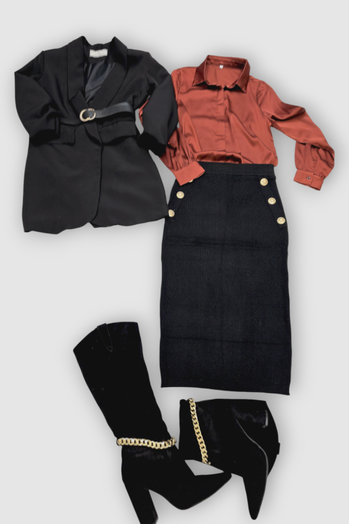 Ženska viskozna crna suknja Melodye pancil kroja