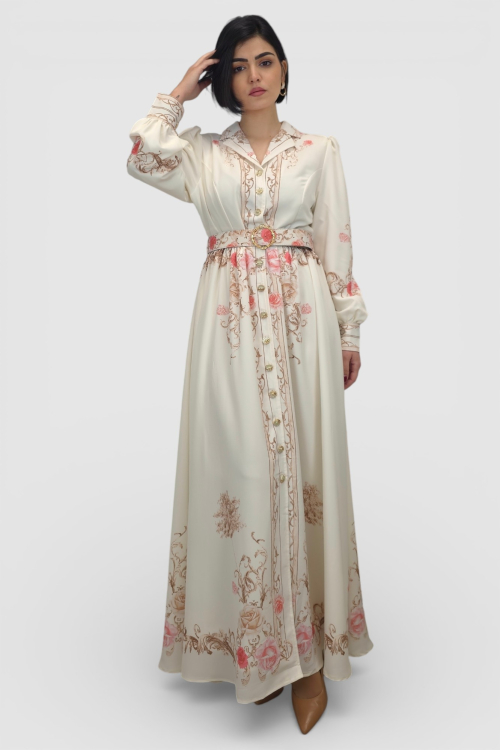 Bež elegantna haljina Monica u francuskom vintage stilu
