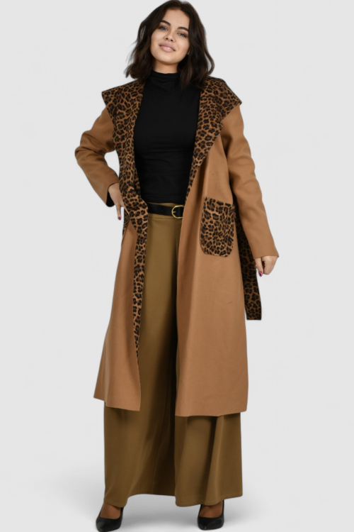 Ženski smeđi dugi kaput Paris