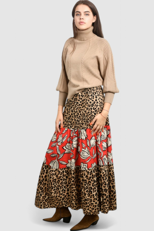 Ženska maxi suknja leopard uzorak Beatricia