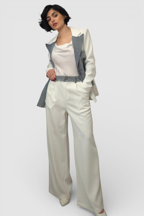 Ženski bijeli stilizirani set sako i hlače Bethany