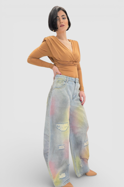 Trendi traperice Lila u baloon kroju sa printom